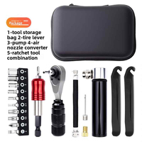 Kit de Herramientas para Bicicleta de Aleación de Aluminio, Juego de Llaves de Trinquete, Palancas para Neumáticos de Bicicleta de Montaña y Bomba Dedicada para Bicicleta de Carretera