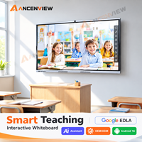 Tableau numérique interactif intelligent pour l'enseignement, tableau blanc électronique 4K avec 40 points de contact, système d'exploitation Android/Windows pour l'école et l'éducation