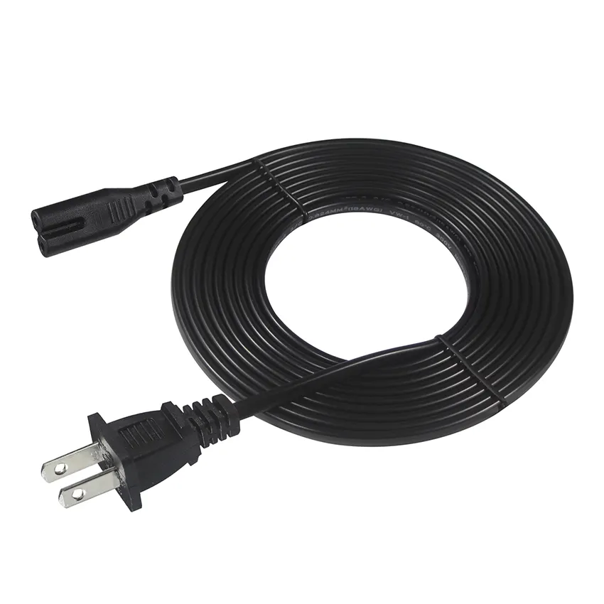 Cable de alimentación NEMA 1-15P a IEC C7, 2 clavijas, ideal para impresoras, 110V, estándar americano