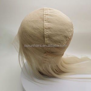 #60 con peluca superior de encaje completo <span class=keywords><strong>rubio</strong></span> platino sin pegamento HD Peluca de cabello humano frontal de encaje transparente, cabello virgen recto de hueso - Product Image 1