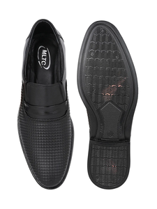 Black Signature Textured <b>Slip</b>-On Casual Formal Shoes for Men Stylish Office Wear Comfortable Lightweight Regular Fit Business - Product Image 3