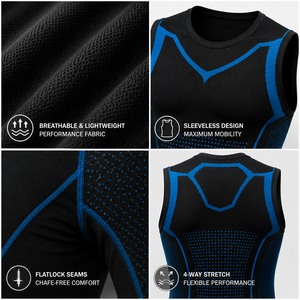 Custom <b>Men's</b> <b>Compression</b> Tank Top Seamless Athletic <b>Vest</b> Breathable Stretch Mesh Muscle Fit Gym Training Performance Base Layer - Product Image 3