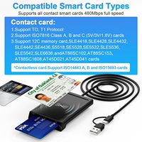 Lector de Tarjetas USB Rocketek, Lector y Escritor de Tarjetas RFID/NFC para Windows, Mac OS, Linux, Android, Lector y Escritor Inteligente de Tarjetas con Chip