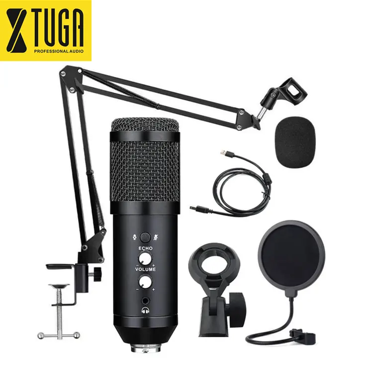Xtuga Brand wholesale cheap condenser recording usb pc microphone usb mic with tripod stand