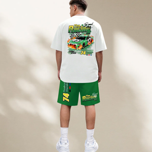 Conjunto de camiseta y pantalones cortos de chándal para hombre, talla grande, personalizado, con hombros caídos, transferencia térmica, estilo Hip Hop Streetwear, OEM - Product Image 2