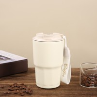 Tasse à café isotherme de luxe personnalisable, anti-fuite, en acier inoxydable à double paroi de 360 ml avec paille