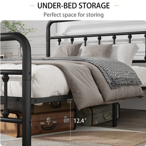 Modern <b>Adjustable</b> Convertible Full Size Metal <b>Bed</b> Frame with Headboard Soft <b>Bed</b> Design Structurally Stable Under <b>Bed</b> Storage - Product Image 4