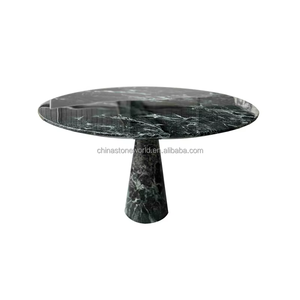 Mesa de comedor de mármol natural Pedestal de piedra artística mesas de comedor de sala de estar juego de mesa de comedor moderno de lujo verde - Product Image 2