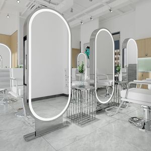 Professioneller Moderner LED-Standspiegel Doppelseitig Gold Friseursalon-Möbel Styling-Barbier-Salon Haarspiegel-Station - Product Image 1