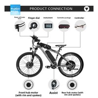 Kit de conversion électrique à assistance avant 48V 1000W 30A MTX-1000W-30a pour vélos, noir, Lithium