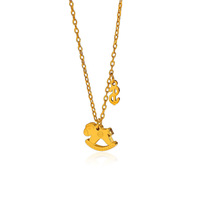 Collier en acier inoxydable avec pendentif petit cheval couleur or 18 carats, style européen et américain, inaltérable, chaîne de pull, pour l'exportation