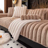Housse de canapé en flanelle haut de gamme automne-hiver, antistatique, motif floqué uni, style moderne, antidérapante, épaissie