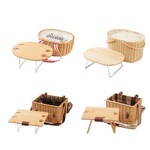 Cesta de Picnic Plegable Hecha a Mano con Doble Tapa JY Natural Fruit, con Mesa Portátil y Tabla de Cortar, Material de Mimbre - Product Image 6