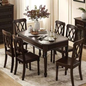 Juego de mesa y sillas de comedor de madera maciza estilo americano, 4 piezas, juego de comedor duradero - Product Image 4