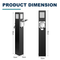 Poteau de parc en acier inoxydable 304 IP66 avec socle combiné eau et alimentation |   Boîtier simple + Robinet anti-gel + Éclairage automatique crépusculaire
