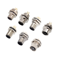 Conector Recto M12 para Aviación IP67, Macho y Hembra, Montaje Trasero, Conector de PCB M12, Código A B C D, 2 3 4 5 6 8 12 17 Pines