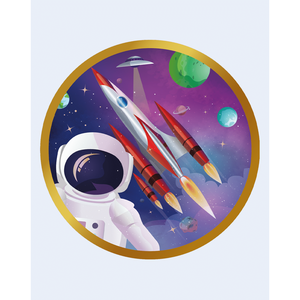 Piatta a tema spaziale 43x43cm per articoli per feste - Product Image 1