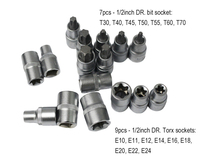 Jeu de douilles de type E 1/2 pouces, kit d'outils de réparation automobile d'impact, boîte à outils, mécanique, cr-v, étoile, 17 pièces