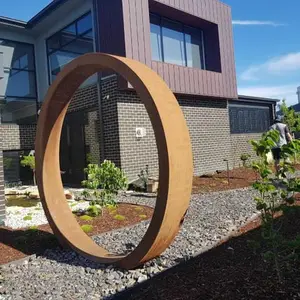 Fashion attractive design moon gate arch garden rusty red moon gate corten steel arch moon gate