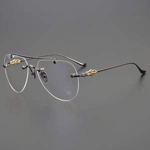 CHARMLIBRARY复古风格金色眼镜飞行员框架时尚透明光学老花眼女男钛老花镜 - Product Image 5