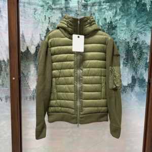 Chaqueta acolchada de punto con capucha para hombre, con mangas con diseño circular, bolsillos con cremallera y cremallera decorativa, cortavientos, para invierno - Product Image 4