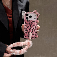Nouvelle coque de téléphone anti-chute en similicuir imprimé léopard avec cordon, compatible avec Apple 16