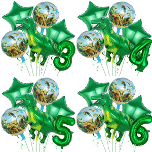 Kit de ballons en aluminium sur le thème du dinosaure vert pour <span class=keywords><strong>anniversaire</strong></span>, ballons numérotés de 0 à 9, ballon dinosaure T-Rex, décoration de fête Jurassic pour garçon, vente en gros - Product Image 1