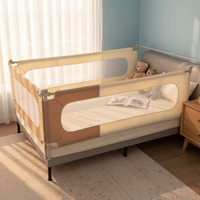 Barrière de lit bébé certifiée CE à motifs color-block, en tissu Oxford et structure métallique, installation facile, barrière de sécurité pour tout-petits, prévention des chutes, OEM