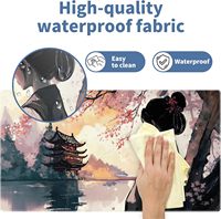 Tapis de souris XXL surdimensionné à motif floral personnalisé, imperméable, antidérapant, avec bordure renforcée