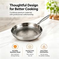 Poêle à frire en acier inoxydable gaufré à fond plat - Base tri-couches, compatible avec les cuisinières à induction et à gaz