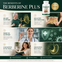 Capsules de Berbérine Plus OEM/ODM 1200mg pour la Santé Digestive, l'Équilibre Intestinal et le Soutien Immunitaire chez l'Adulte