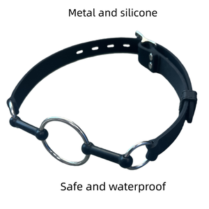 Mordaza de silicona negra para bondage con anillo metálico negro y tapón de <span class=keywords><strong>boca</strong></span> abierta, mordaza de anillo para adultos - Product Image 5