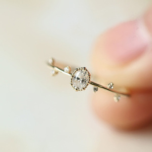 Bague minimaliste ovale en forme d'œuf pour femme, style japonais, design branche fine, bijou de doigt, cadeau quotidien - Product Image 1