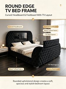 Lit TV King Size de Luxe PZCN HOME avec Pied de Lit TV Intégré, Design Moderne, Couleur Personnalisable, Structure Démontable, Modèle FB216 - Product Image 4