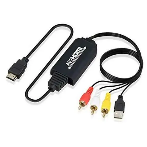 Conversor o rca para hdmi, conversor com cabo de carregamento usb mini av 3rca cvbs cabo composto para 1080p adaptador hdmi