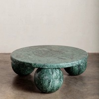 Table basse en marbre vert indien de haute qualité, table de salon en pierre autoportante, taille personnalisée disponible