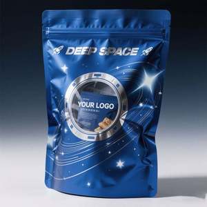 Sacs en mylar imprimés sur mesure de 3.5g avec fenêtre, emballage refermable exotique holographique pour gommes comestibles de champignons et de fleurs - Product Image 1