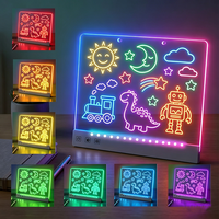 Tableau de dessin lumineux LED rechargeable DIY, lumière d'ambiance nocturne tactile RGB, tableau de dessin en acrylique pour enfants avec stylos