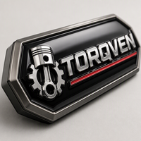 Emblème de voiture hexagonal industriel personnalisé, finition chromée bronze avec accent rouge, logo personnalisé, autocollant 3D en résine bombée pour camion et voiture, vente en gros