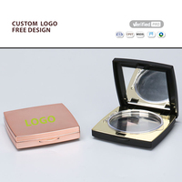 Espejo Reciclable con Logotipo Personalizado para Herramientas de Maquillaje y Crema Facial, Estuche Compacto de Plástico Dorado Mate para Polvo Compacto