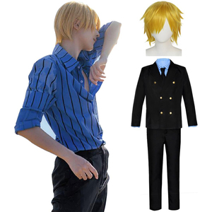 ชุดคอสเพลย์ซันจิจากอนิเมะวันพีซ ชุดสูทสีดำสำหรับฮาโลวีน พร้อมวิกผม - Product Image 6