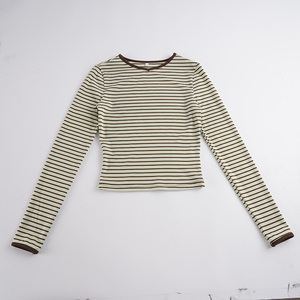 Pull tricoté à rayures colorblock, coupe ajustée avec taille cintrée, style européen et américain unique, élégant, pour superposition décontractée - Product Image 6