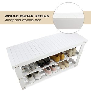 Zapatero de bambú personalizado, estante de almacenamiento organizador de zapatos de 3 niveles para entrada, sala de estar, Zapatero de madera - Product Image 3