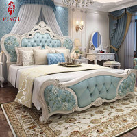 Lit double de luxe européen en bois sculpté avec diamants, style princesse, 1,8 m, pour chambre principale, en cuir