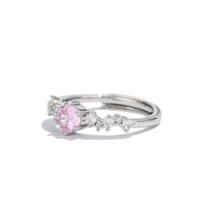 Anillo Abierto Delicado con Circonitas Rosas, Brillante, Ajustable, Minimalista, Resistente al Deslustre, Apilable, el Mejor Regalo para Ella - Product Image 4