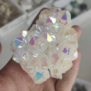 Geode Grezza Lucidata con Aura Iridescente, Cluster <span class=keywords><strong>di</strong></span> Cristallo Naturale, Rocce Arcobaleno, Cluster <span class=keywords><strong>di</strong></span> Quarzo Trasparente - Product Image 3