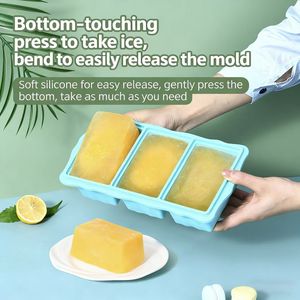 Bac à glaçons en silicone moderne et écologique de grande capacité pour soupes, qualité alimentaire, couvercle rabattable, étanche, compatible congélateur - Product Image 5