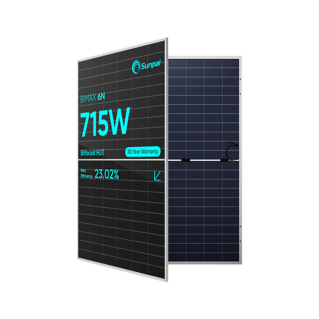 Sunpal Hjt Topcon Bifacial Glass Solar Panels Solar De 730 Watt 720w 700W N-Type Hjt Eu Warehouse Solar Panel High Power Supply