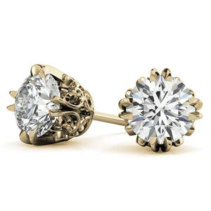 Pendientes de Plata de Ley 925 con Oro Rosa y Oro Amarillo, Diamantes Blancos VVS, Joyería Elegante y Minimalista, Regalo para Mujer, Uso Diario - Product Image 5