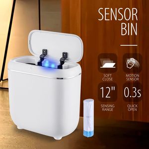Poubelle intelligente de salle de bain à détection de mouvement automatique en PP ABS, poubelle électrique moderne pour cuisine avec couvercle - Product Image 3